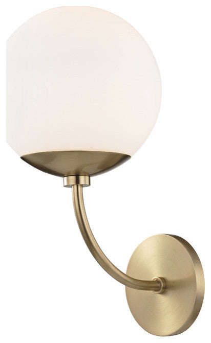 Carrie Wall Sconce With Opal Etched Glass, Finish: Aged Brass