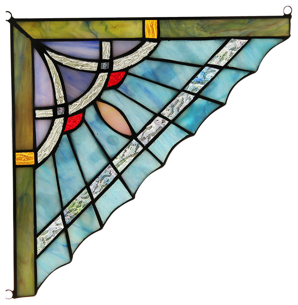 CHLOE Lighting OBSIDIAN Mission Tiffany-glass Window Panel 10"