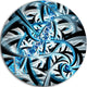 Blue Spiral Fractal Design, Abstract Digital Disc Metal Wall Art, 36"