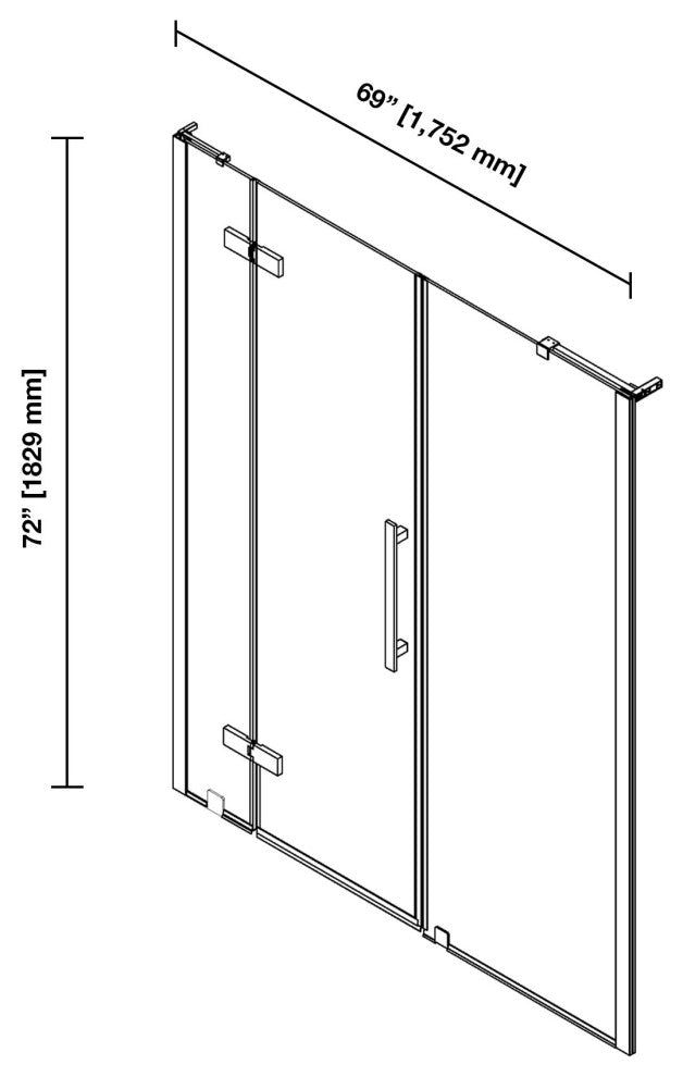 Tampa 69-71 5/16"Wx72"H Alcove Hinge Shower Door Black