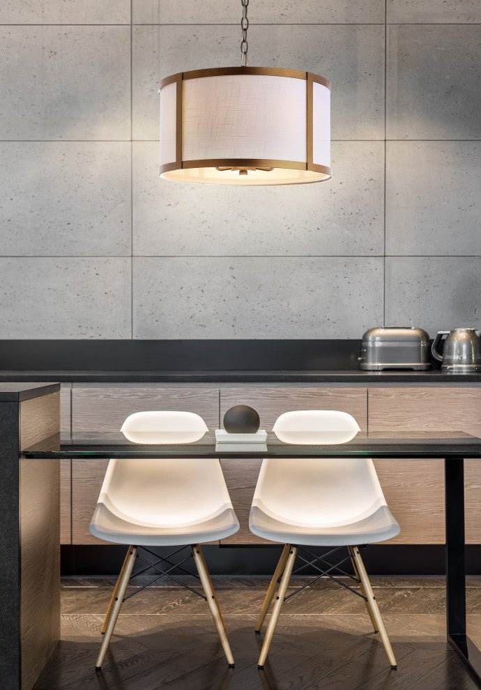 Thatcher Metal LED Pendant Light, 17", Gold, White