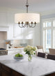 Kira Home Quinn 22" Chandelier, White Linen Drum Shade, Oil-Rubbed Bronze