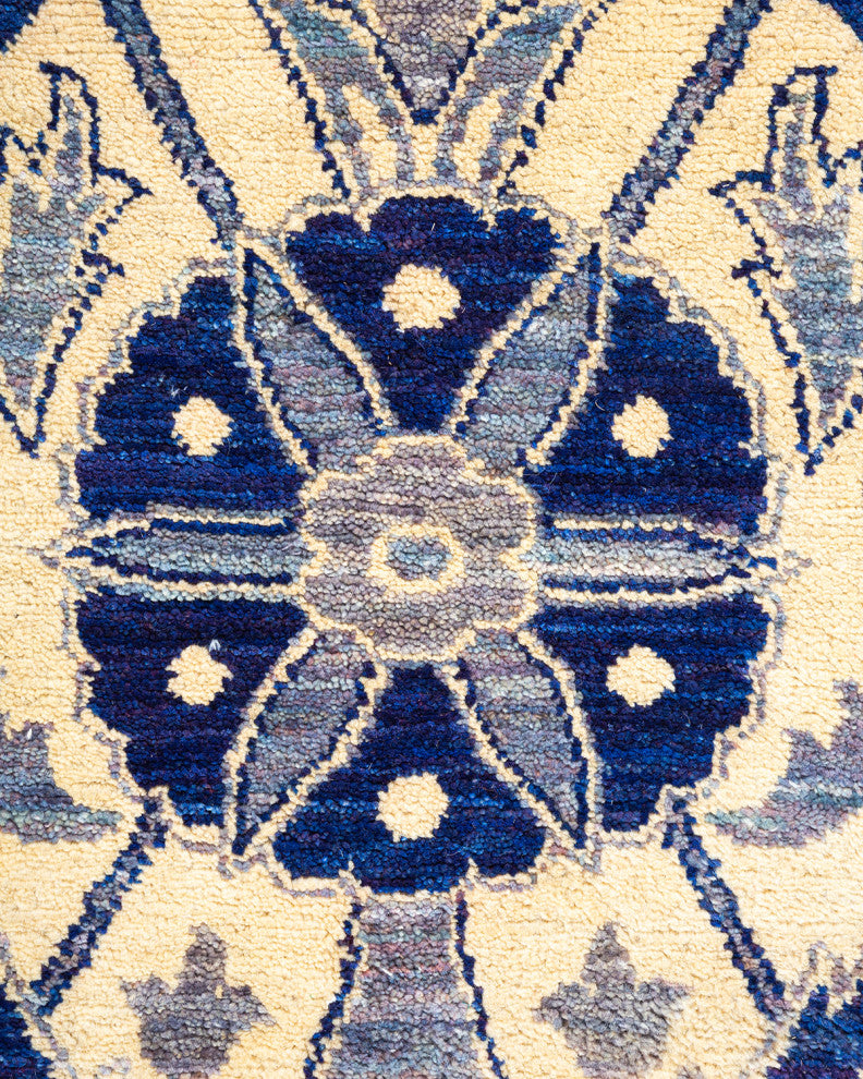 Suzani, One-of-a-Kind Hand-Knotted Area Rug Blue, 6' 3" x 6' 6"