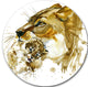 Lioness And Cub Illustration, Animal Round Metal Wall Art, 38"