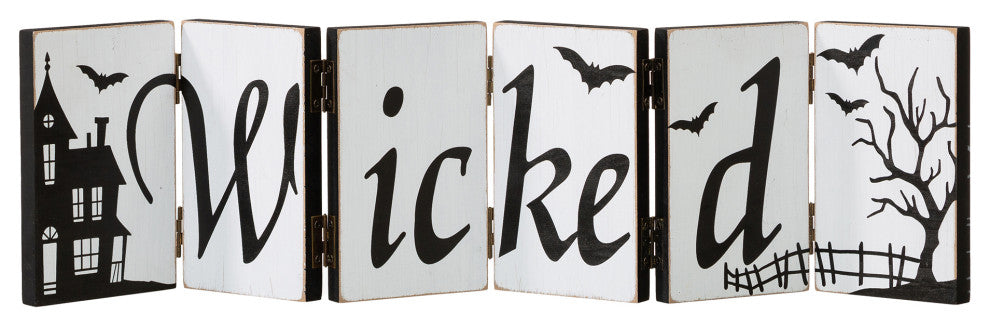 20"L Halloween Wooden Hinged Table Sign