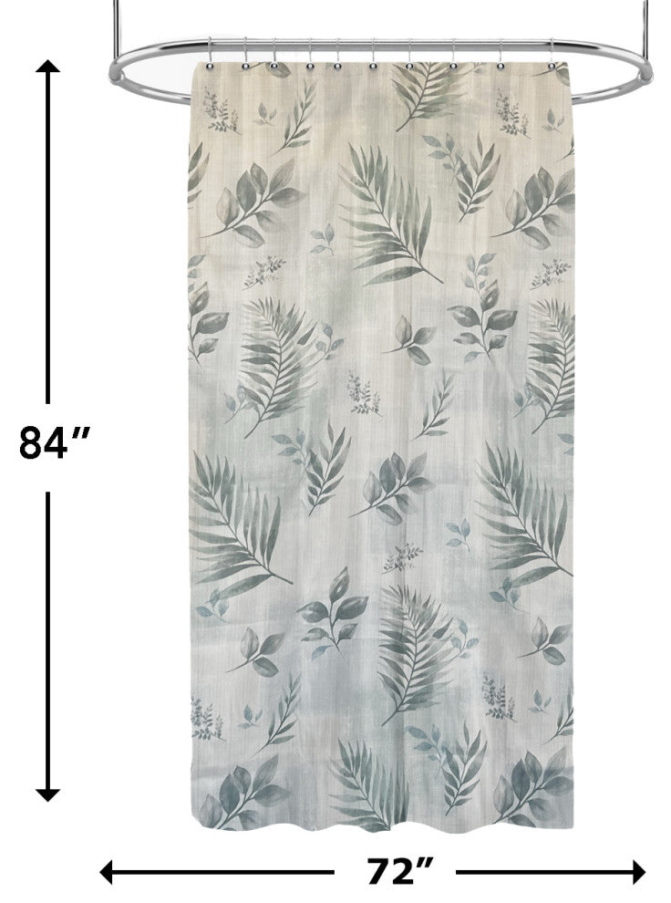 Rothbury Leaf Pattern Fabric Shower Curtain, White, 72x84", Rothbury Leaf