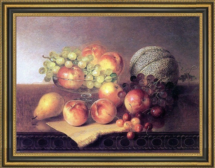 Robert Spear Dunning Tabletop Still Life with Fruit Framed Canvas Print, 21"x28"