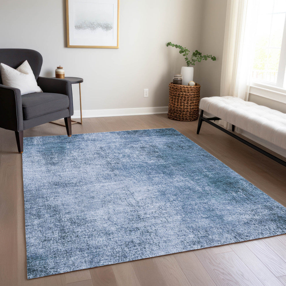 Machine Washable Indoor/Outdoor Chantille ACN1903 Blue 5' x 7'6" Rug