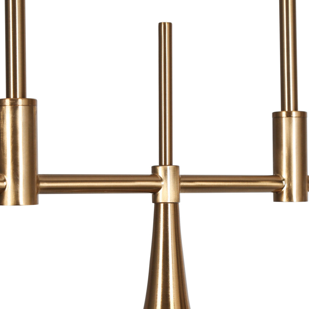 LNC 3-Light Polished Gold Modern Linear Kitchen Island Light, Seeded Glass