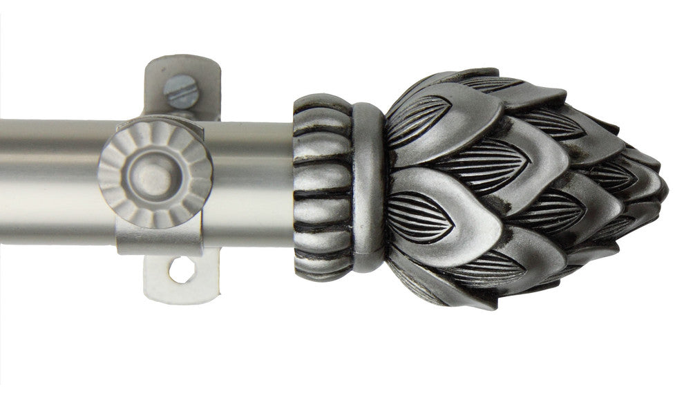 Bud Curtain Rod, Satin Nickel, 120-170"