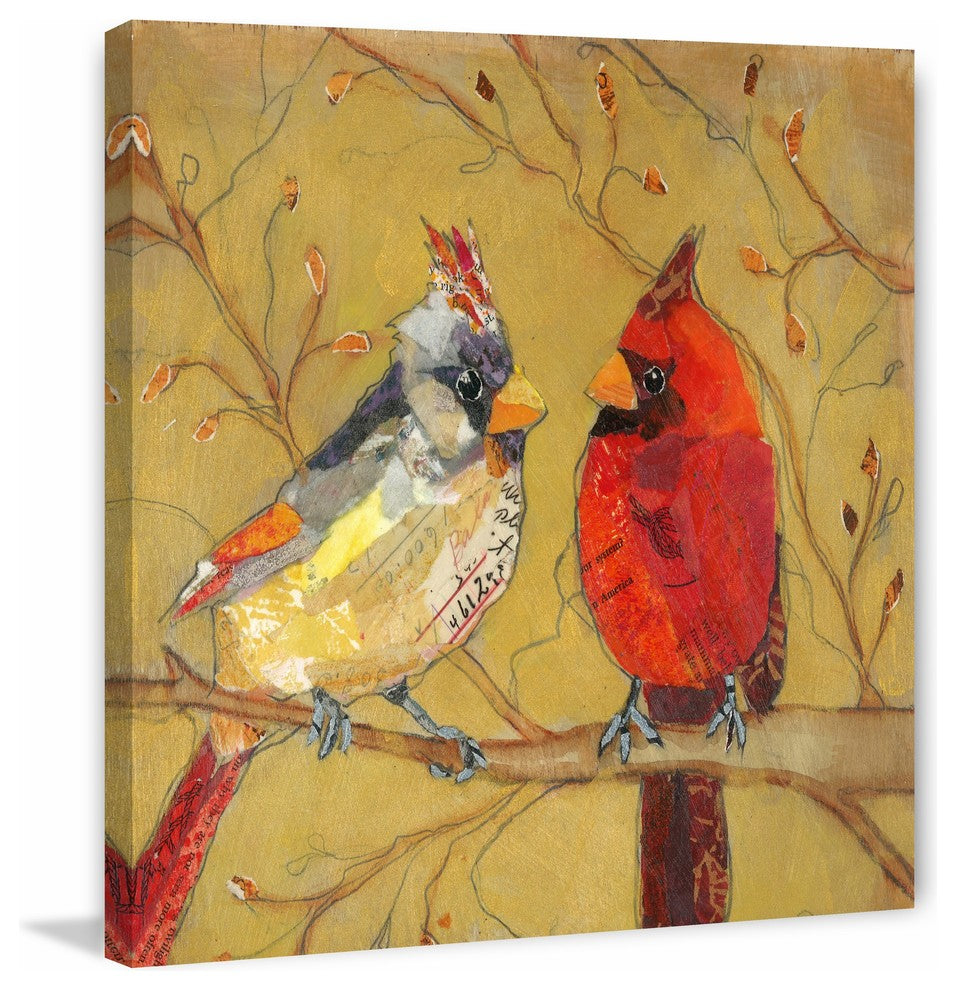 "Cardinal Conversation" Painting Print on Wrapped Canvas, 24x24