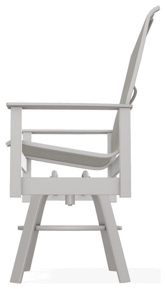 Leeward Sling Balcony Height Outdoor Swivel Armchair, Smoke/Warm Gray