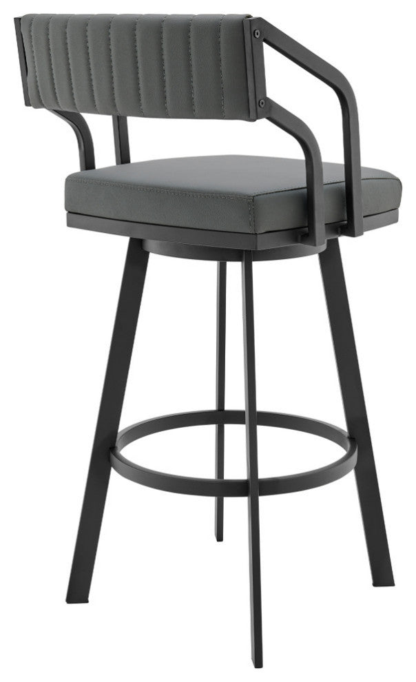 Scranton Swivel Modern Metal and Slate Gray Faux Leather Bar and Counter Stool