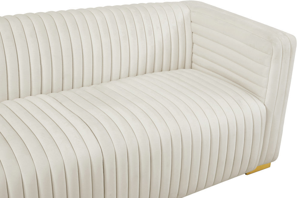 Ravish Velvet Upholstered Chair, Cream, Sofa