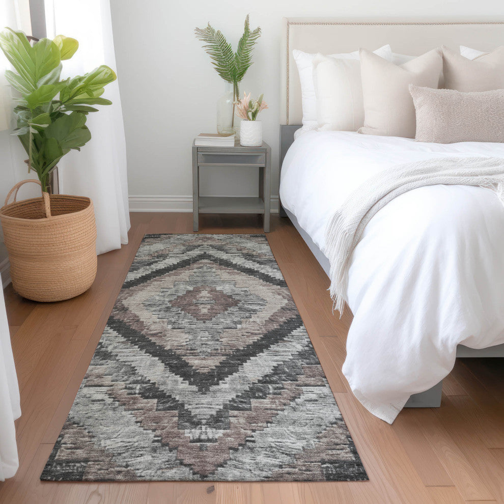 Machine Washable Indoor/Outdoor Chantille ACN1890 Taupe 2'3" x 7'6" Runner Rug