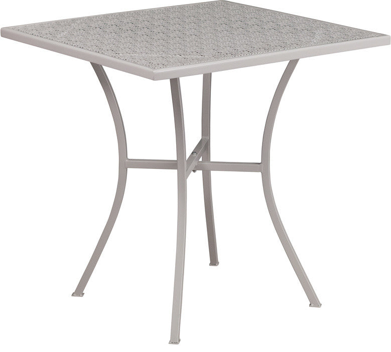 28'' Square Indoor-Outdoor Steel Patio Table, Gray
