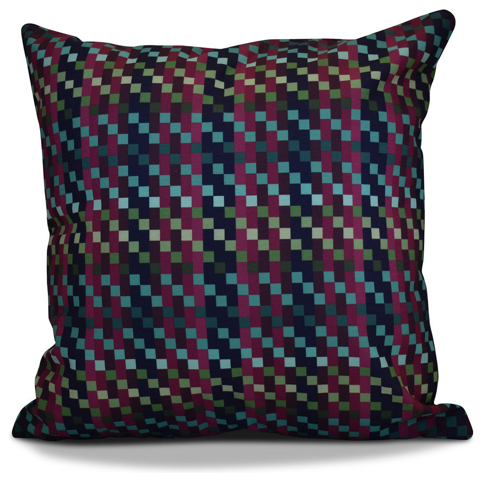 Mad for Plaid Geometric Print Pillow, Purple, 26"x26"