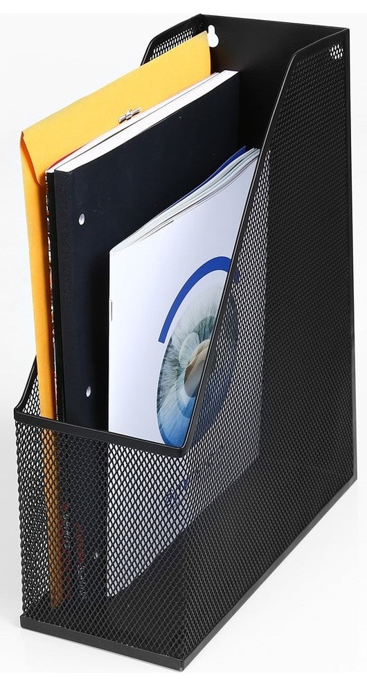 YBM Home Black Mesh Steel Wall Mount Rack File Holder 12"x10"x4.5"