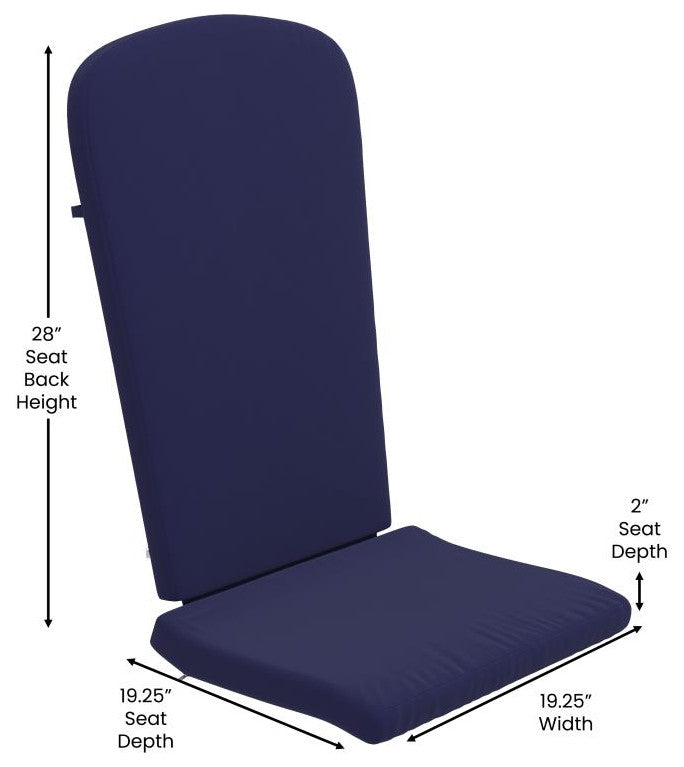 Charlestown Set of 2 All Weather High Back Adirondack Chair Cushions, Blue