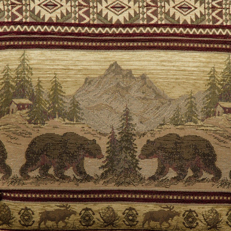 Hickory Log Upholstered Bench, Bear Mountain