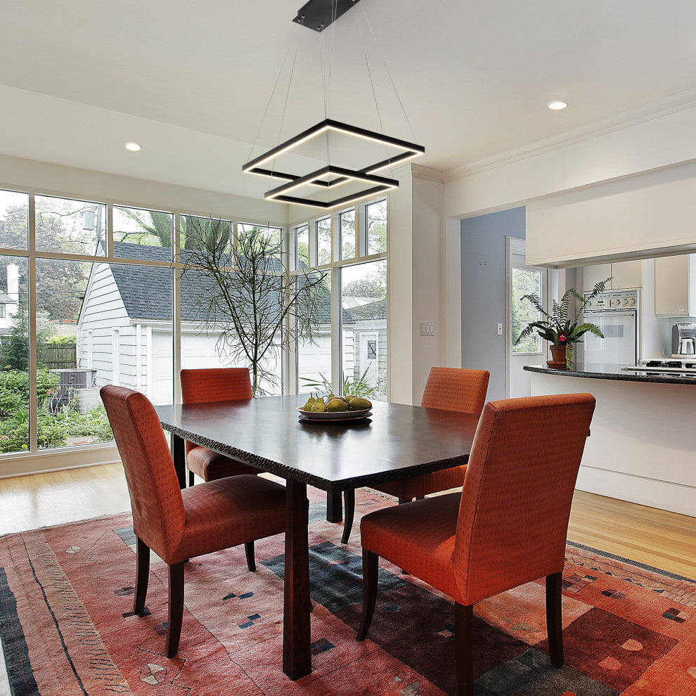 Atria Duo LED Adjustable 2-Tier Chandelier, Black