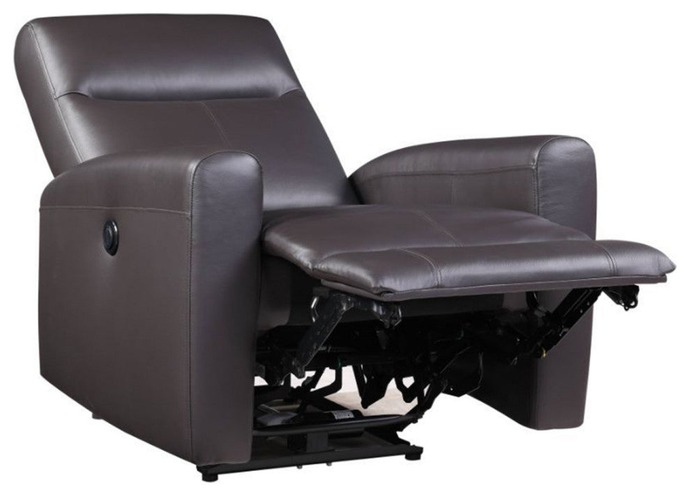 Top Grain Leather Power Motion Recliner, Beige