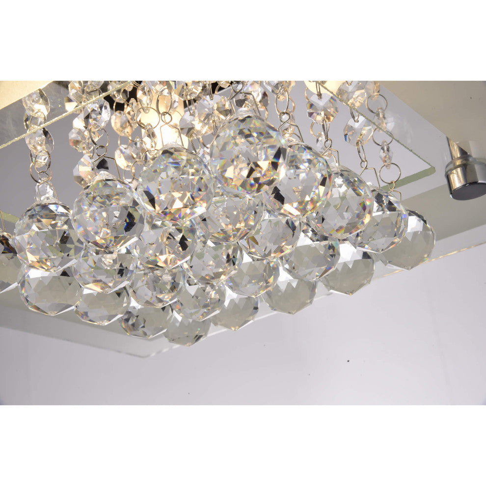 Lucia Square Chrome and Crystal Flush Mount 4-light Chandelier
