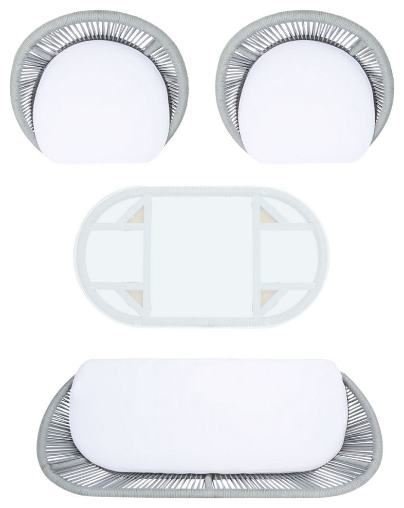 Safavieh Outdoor Halcott 4 Piece Living Set Grey / White