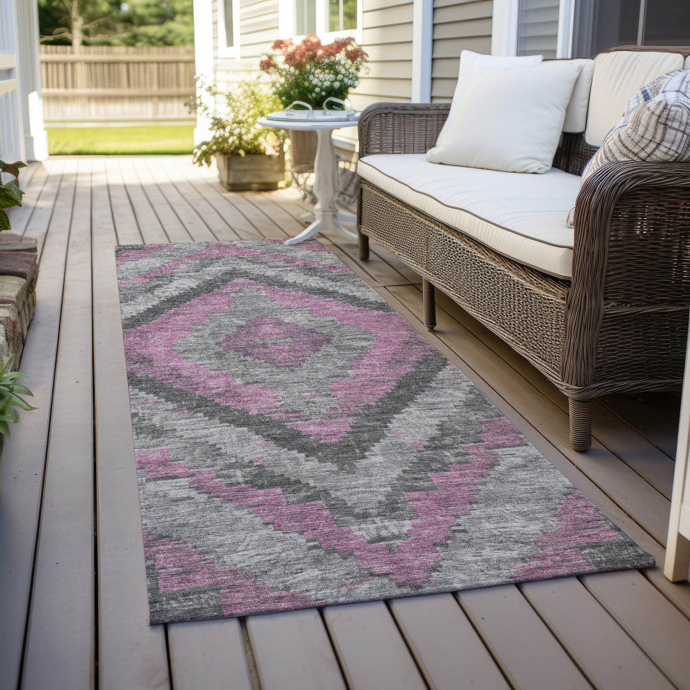 Machine Washable Indoor/Outdoor Chantille ACN1890 Blush 2'3" x 7'6" Runner Rug
