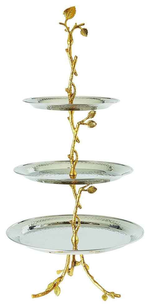 Gilt Leaf 3-Tier Tray
