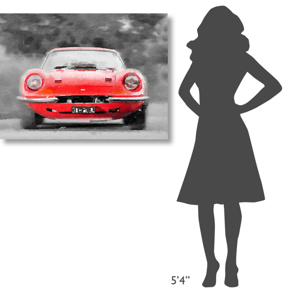 "Ferrari Dino 246 GT Front Watercolor" Fine Art Print