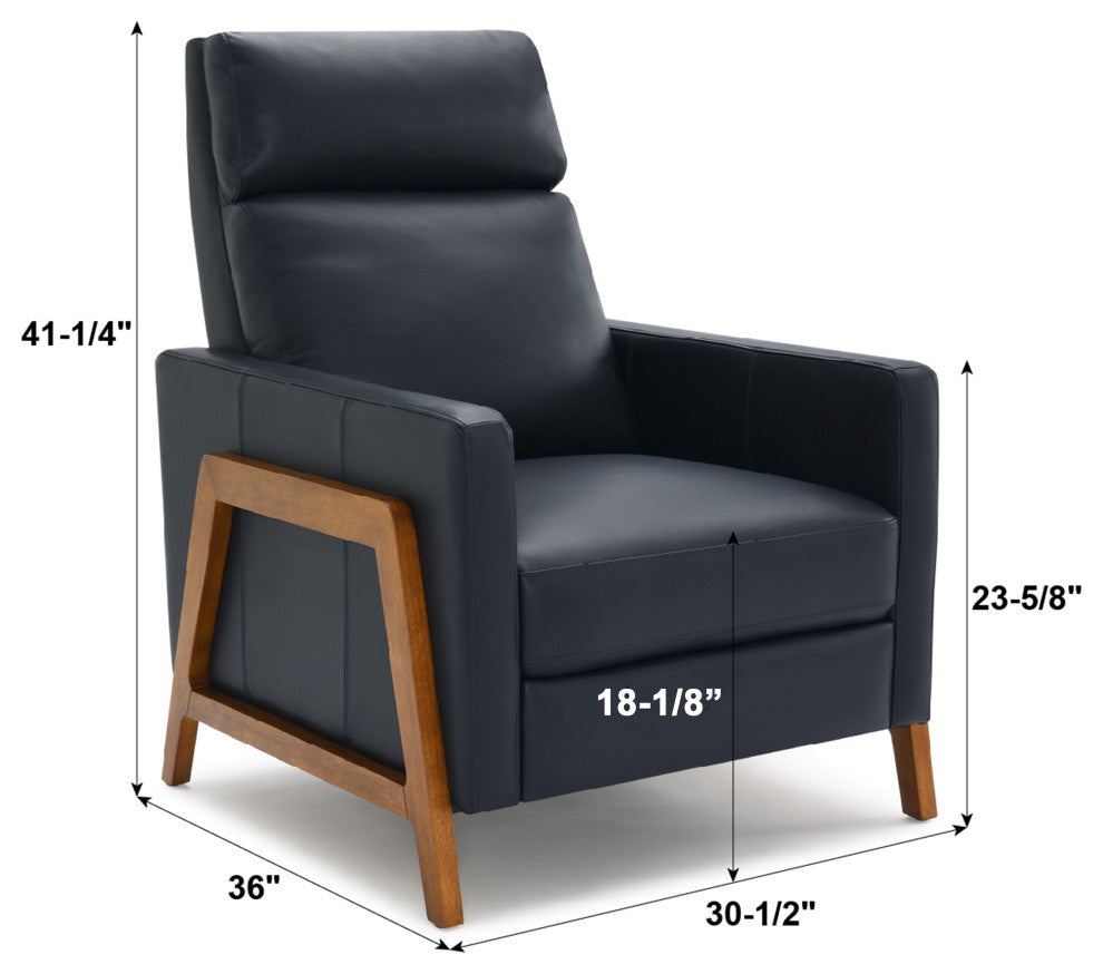 Reed Leather Push Back Recliner - Midnight Blue