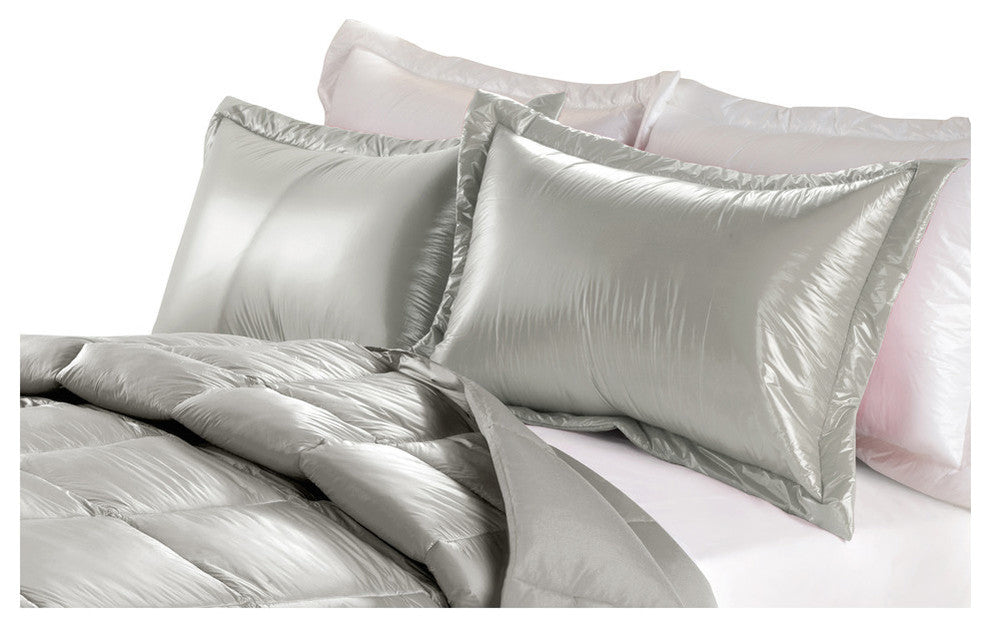 PUFF Water Resistant Nylon Sham 2-PK, Silver, King