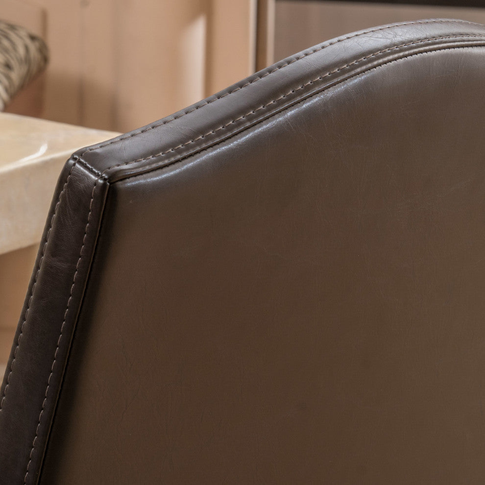 GDF Studio Auburn Brown Leather Backed Bar Stools, Set of 2