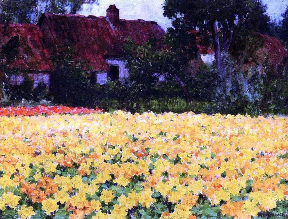 George Hitchcock Yellow Nasturtiums Premium Canvas Print