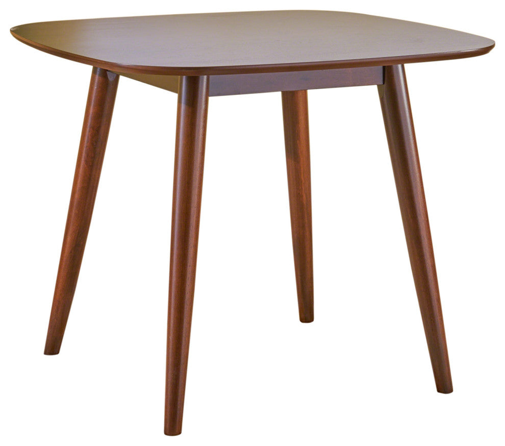 GDF Studio Bass Mid Century Modern Square Faux Wood Dining Table, Walnut