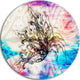 Blue Paper Flower And Flame, Floral Art Round Wall Art, 36"
