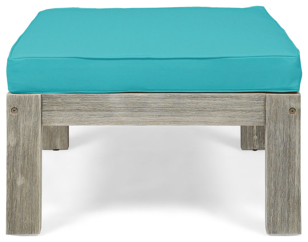 Isabella Ana Outdoor 3-Seater Acacia Wood Sofa With Cushions, Teal