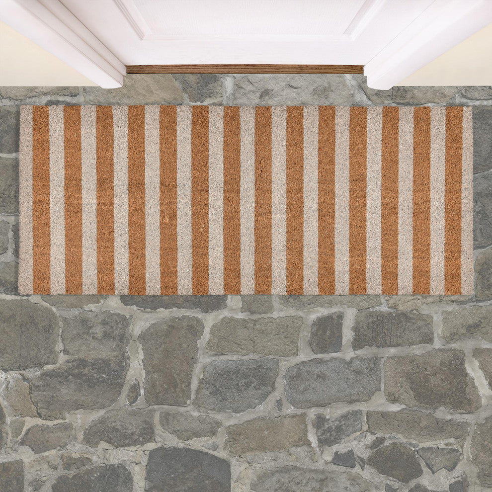 Striped 24x57 Coir Doormat by Kosas Home, Ivory Stripe
