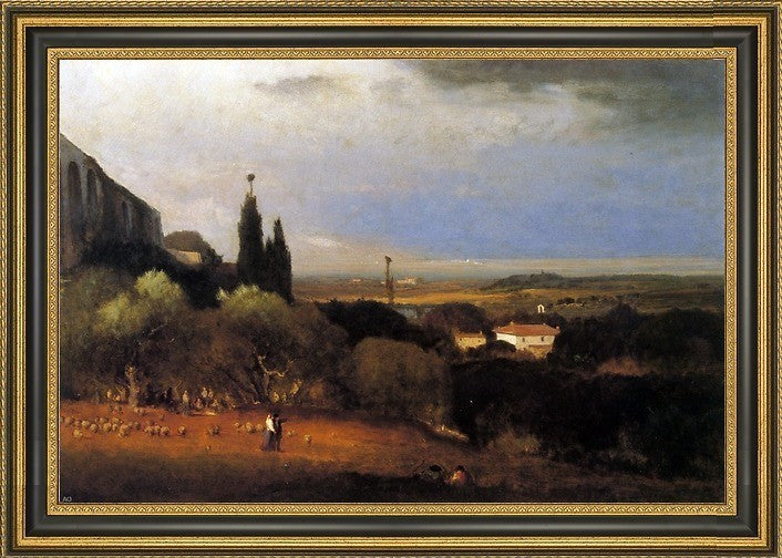 George Inness Perugia and the Valley Framed Premium Canvas Print, 16"x24"