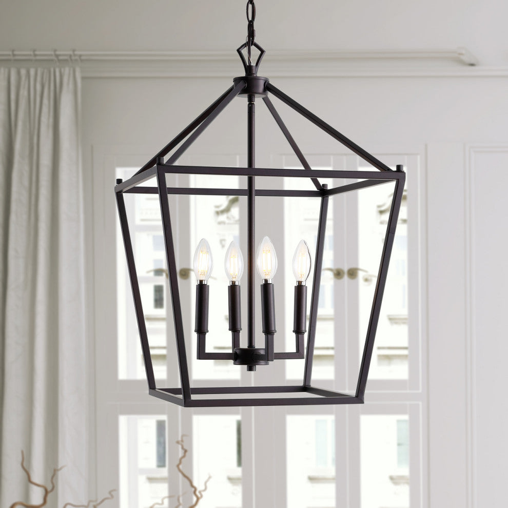 Pagoda Lantern Metal LED Pendant, Oil Rubbed Bronze, 16"