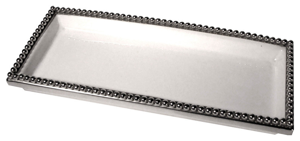 Elegance Bead Ceramic Rectangular Tray