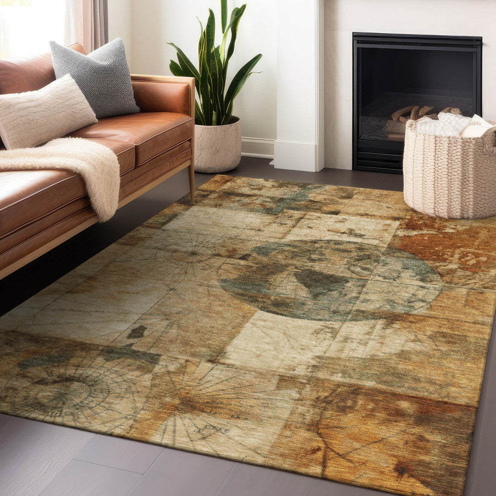 Machine Washable Indoor/Outdoor Chantille ACN1905 Beige 9' x 12' Rug