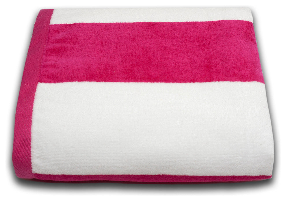 Tropical Cabana 100% Cotton Beach Towel, Fuchsia