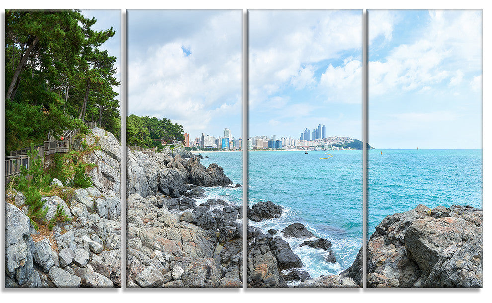"Pathway Along The Coast of Dogbane" Landscape Wall Art, 4 Panels, 48"x28"