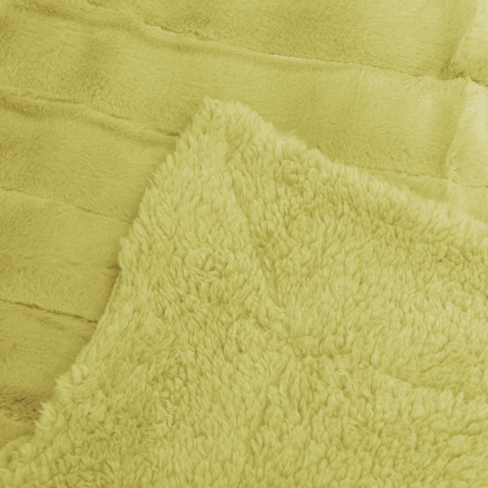 Super Mink Faux Fur Throw Blanket, Jojoba Yellow, 60"x80"