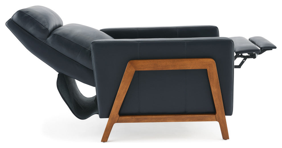 Reed Leather Push Back Recliner - Midnight Blue