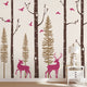 Birch Tree Wall Decal, Birds And Deer, Scheme C, 96" Tall Birch Trees