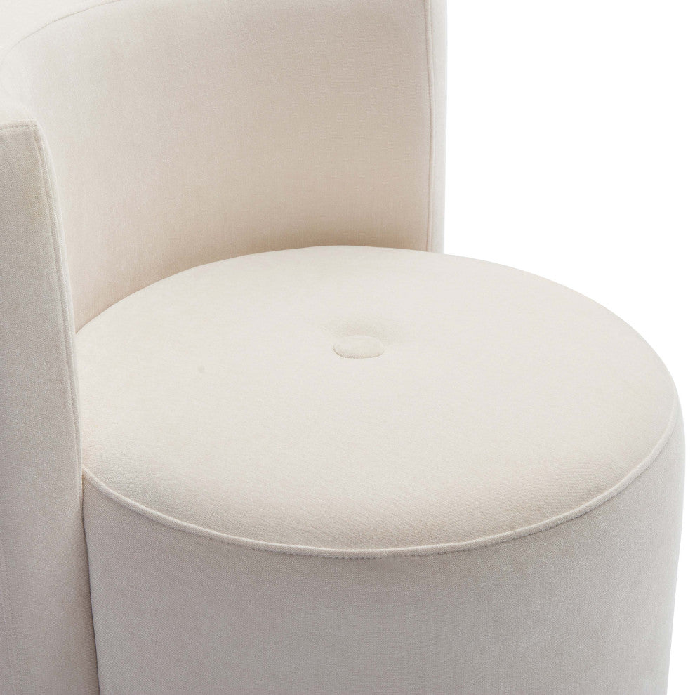 Alyssa Chenille Rolling Desk Chair, Cream Upcycled Velvet