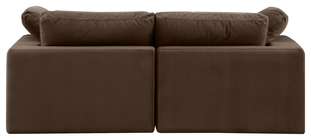 Comfy Upholstered Modular Sofa, Brown, 2-Piece: 2 Corner Chair, Velvet